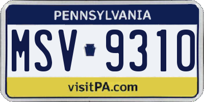 PA license plate MSV9310