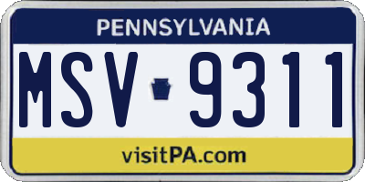 PA license plate MSV9311