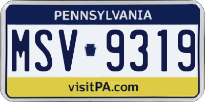 PA license plate MSV9319