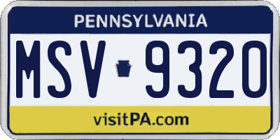 PA license plate MSV9320