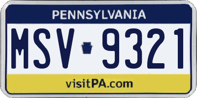 PA license plate MSV9321