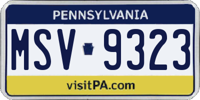PA license plate MSV9323