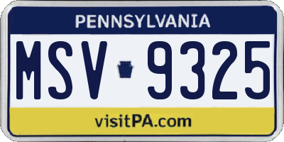 PA license plate MSV9325