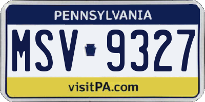 PA license plate MSV9327