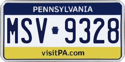 PA license plate MSV9328