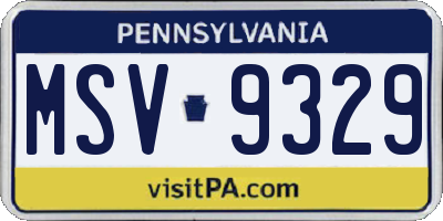 PA license plate MSV9329