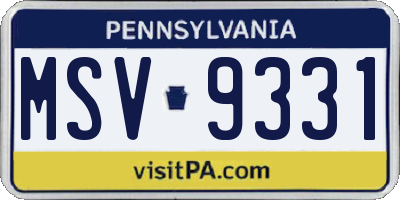 PA license plate MSV9331