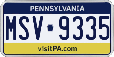 PA license plate MSV9335