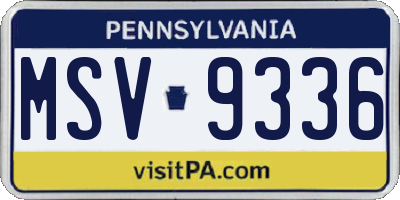 PA license plate MSV9336