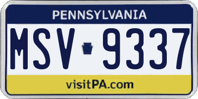 PA license plate MSV9337