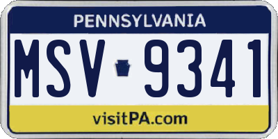 PA license plate MSV9341