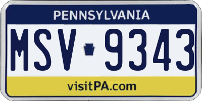 PA license plate MSV9343