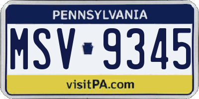 PA license plate MSV9345