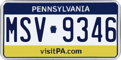PA license plate MSV9346