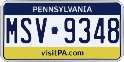 PA license plate MSV9348