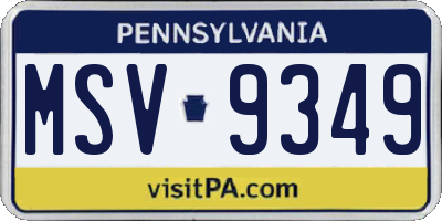 PA license plate MSV9349