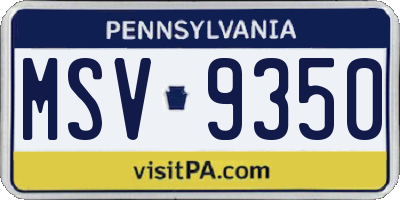 PA license plate MSV9350