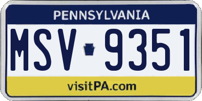 PA license plate MSV9351