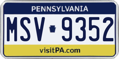 PA license plate MSV9352