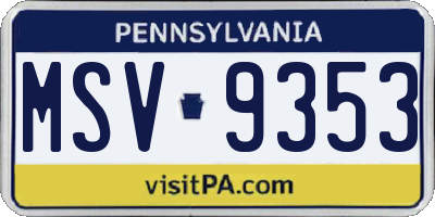 PA license plate MSV9353