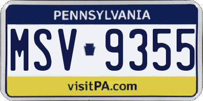 PA license plate MSV9355