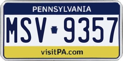 PA license plate MSV9357
