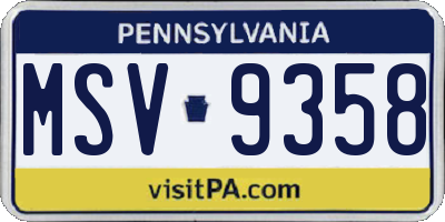 PA license plate MSV9358