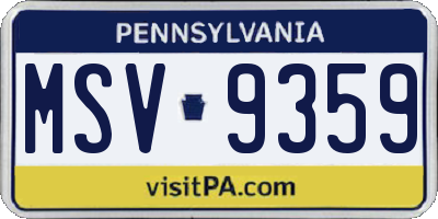 PA license plate MSV9359