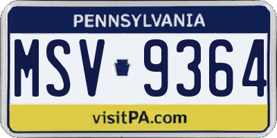 PA license plate MSV9364