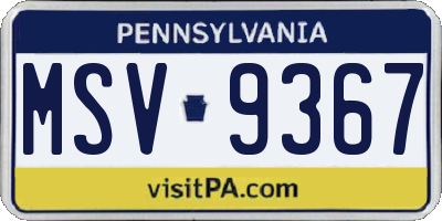 PA license plate MSV9367
