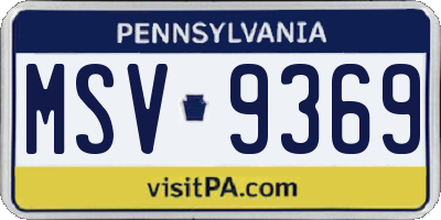 PA license plate MSV9369