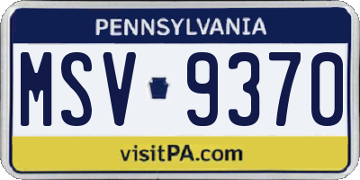PA license plate MSV9370