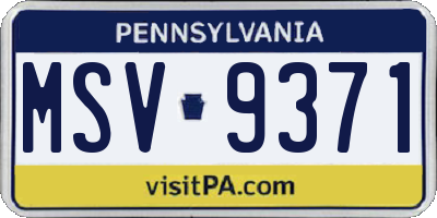 PA license plate MSV9371
