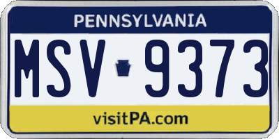PA license plate MSV9373