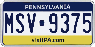 PA license plate MSV9375