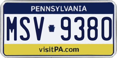 PA license plate MSV9380