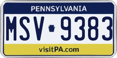 PA license plate MSV9383