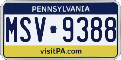 PA license plate MSV9388