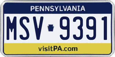 PA license plate MSV9391