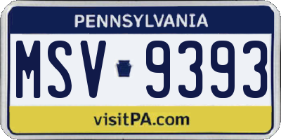 PA license plate MSV9393