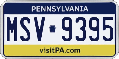 PA license plate MSV9395
