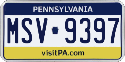 PA license plate MSV9397