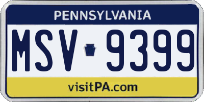 PA license plate MSV9399