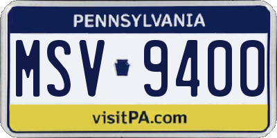 PA license plate MSV9400