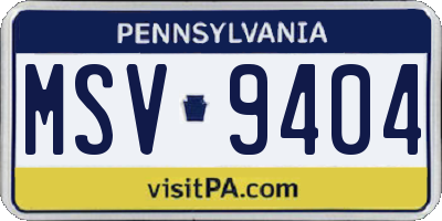 PA license plate MSV9404