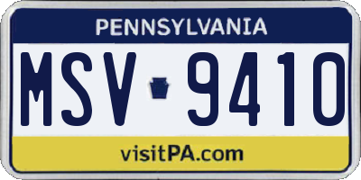 PA license plate MSV9410