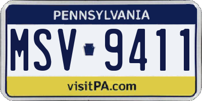 PA license plate MSV9411