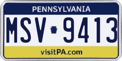 PA license plate MSV9413