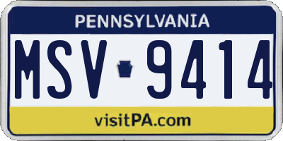 PA license plate MSV9414