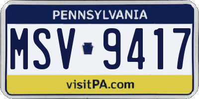 PA license plate MSV9417